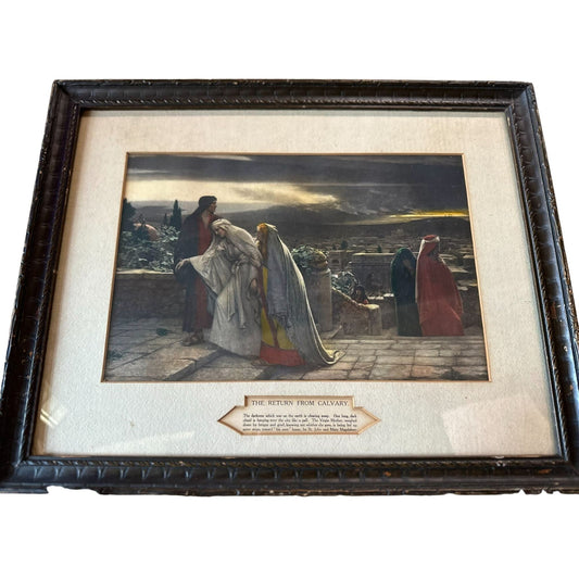 *Antique 1898 The Return from Calvary by Schmalz Wall Hang Frame Painting