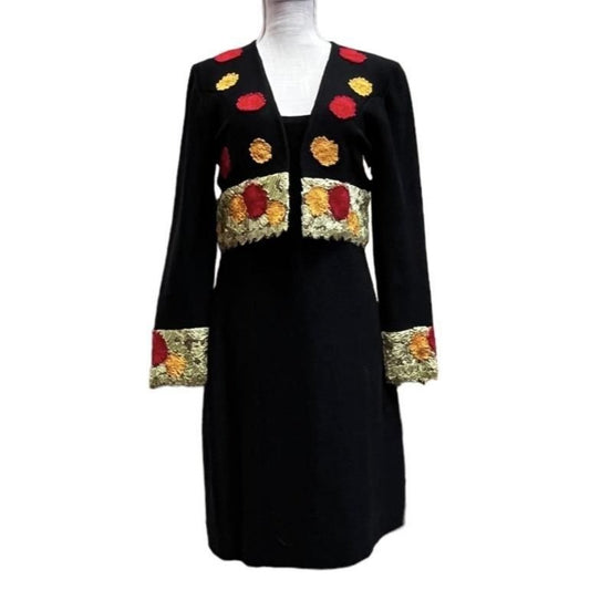 *Chic Vintage Steve Fabrikant Dress & Jacket Size Small Timeless Elegance