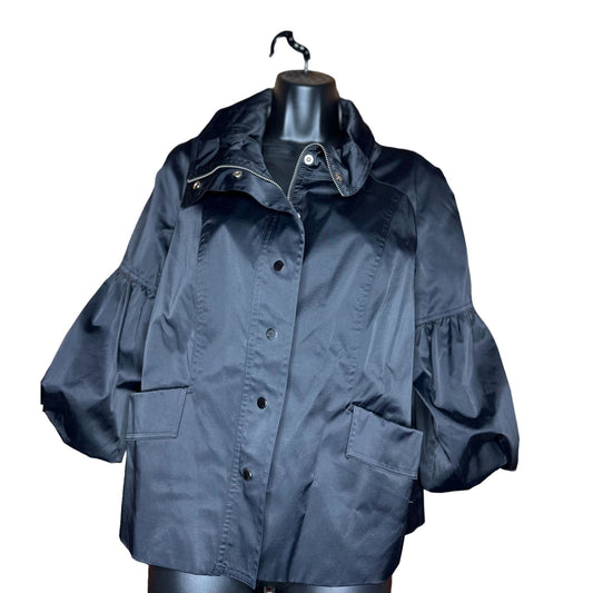*Carlisle Womens Full zip up 3/4 Flutter Sleeve Windbreaker Jacket Black Size 8