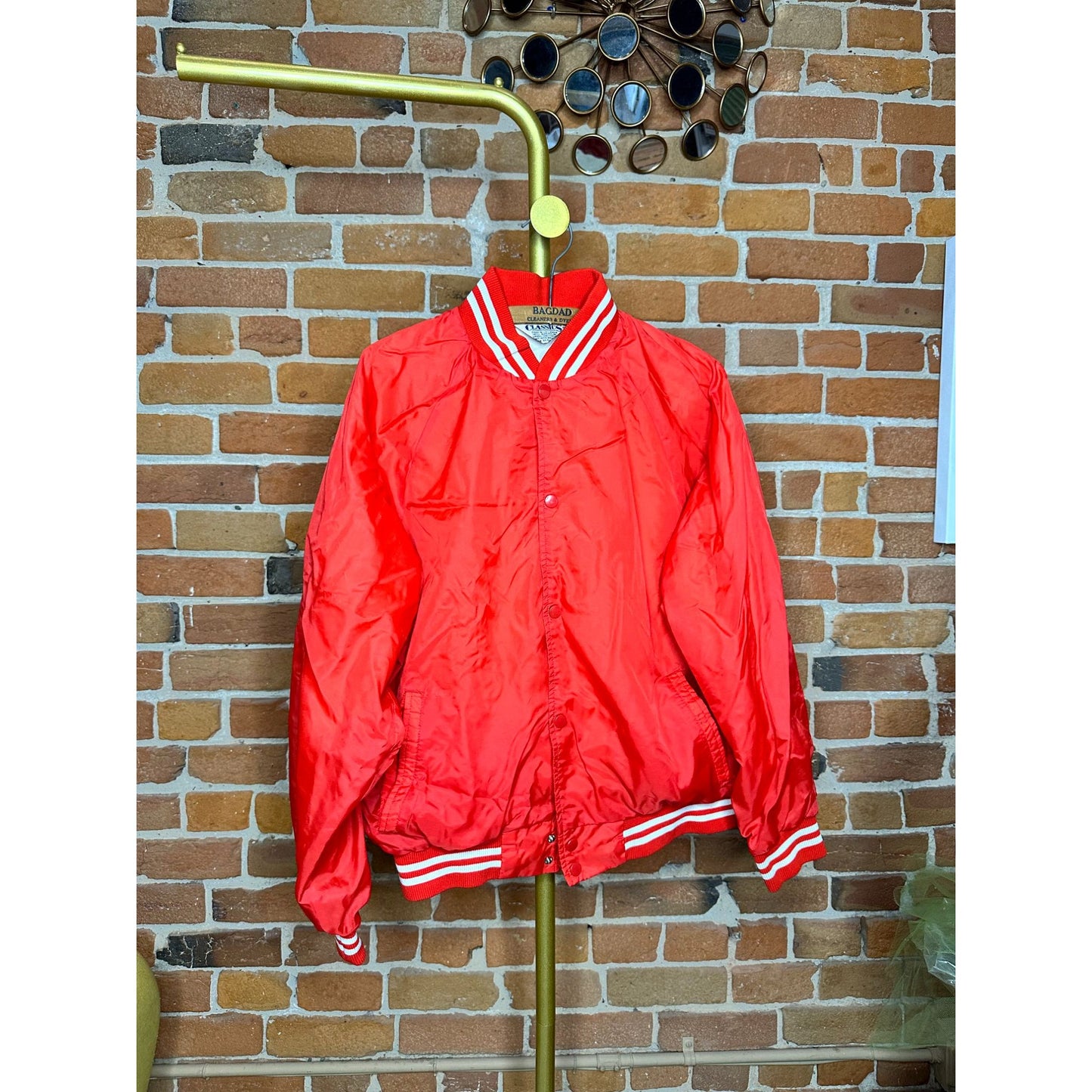 Vintage Classics Womens Red Varsity Track Jacket Retro 100% Nylon Size XL