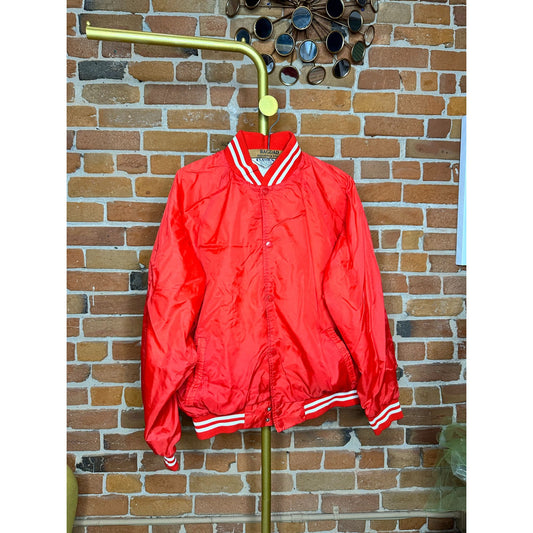 Vintage Classics Womens Red Varsity Track Jacket Retro 100% Nylon Size XL