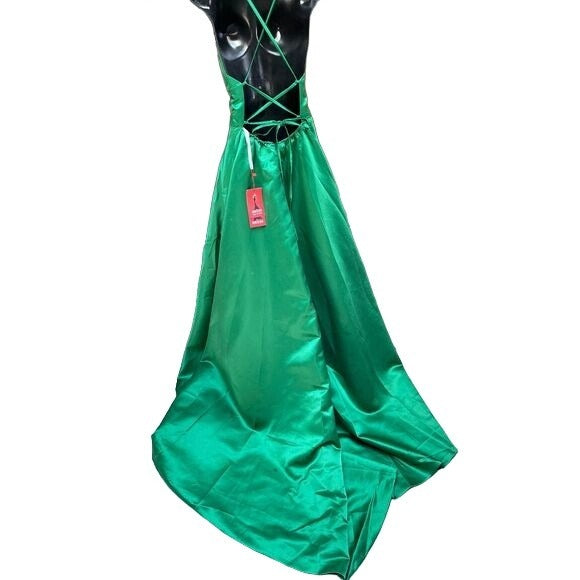 Women's Party Prom Dress, Elegant Emerald Green Halter Backless Long Dress