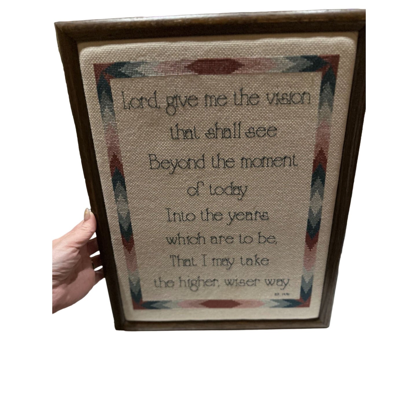 Vintage Wall Hang Frame Cross Stich Lord Give me The Vision That Shall See