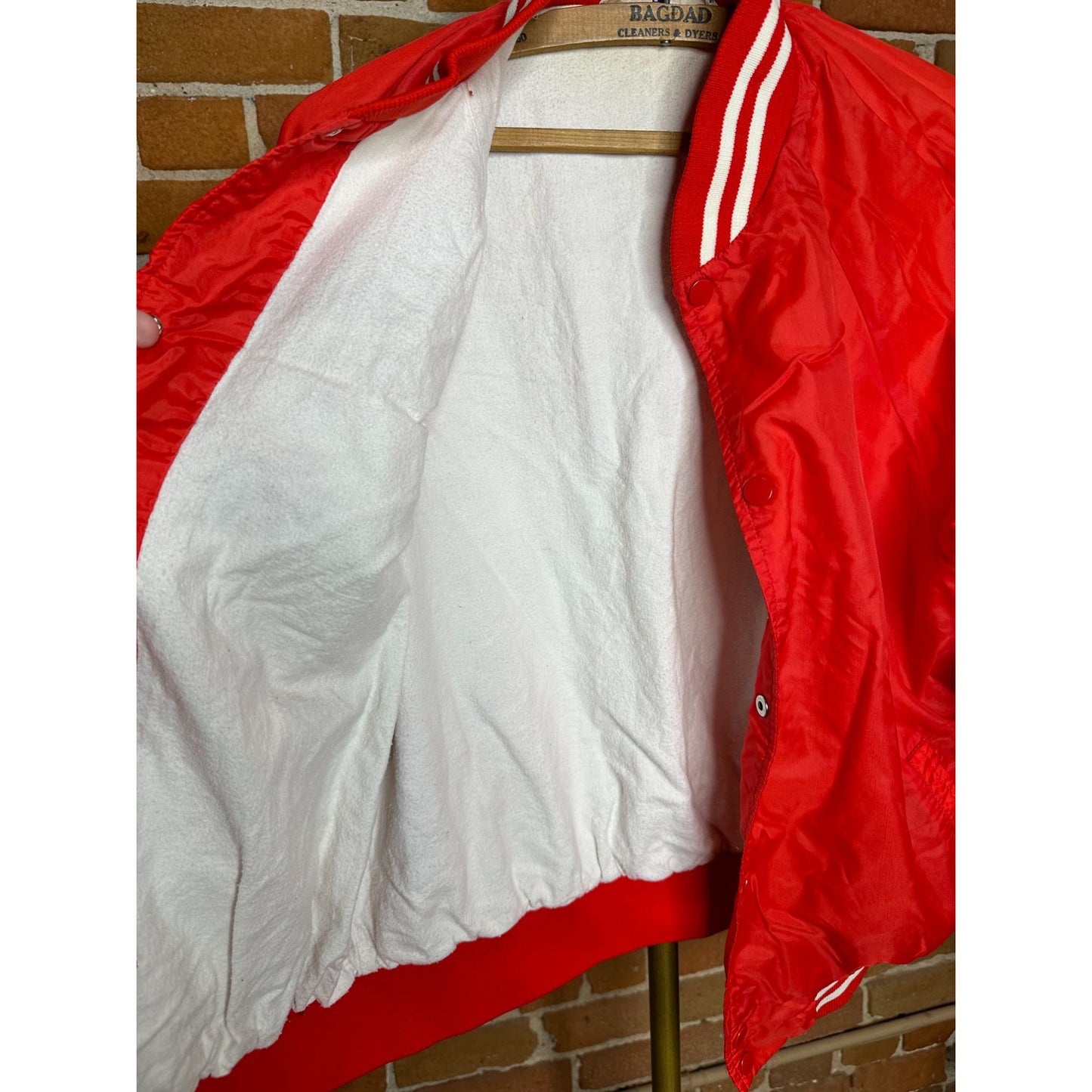 Vintage Classics Womens Red Varsity Track Jacket Retro 100% Nylon Size XL