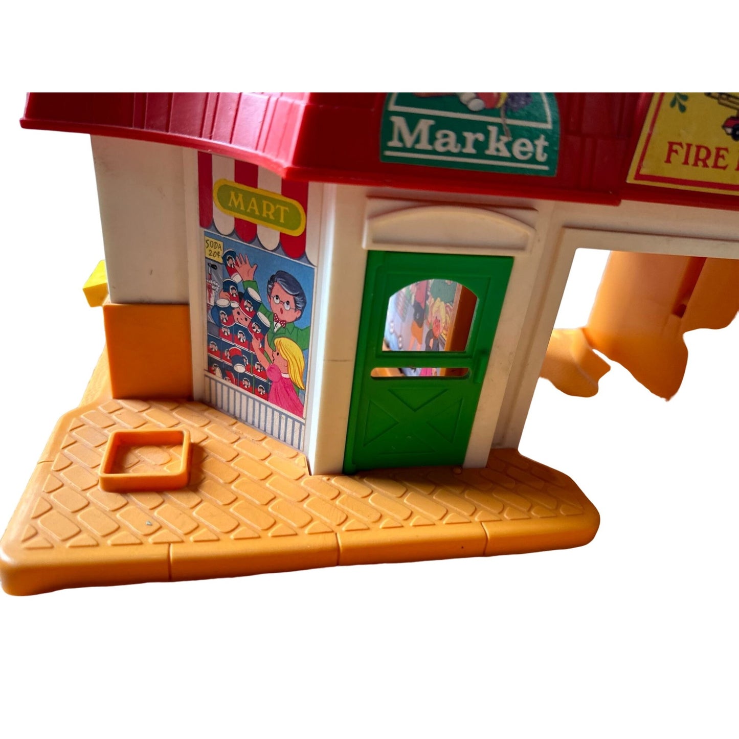 Vintage Fisher Price Main Street Fire House Market Post Office Playset Toy