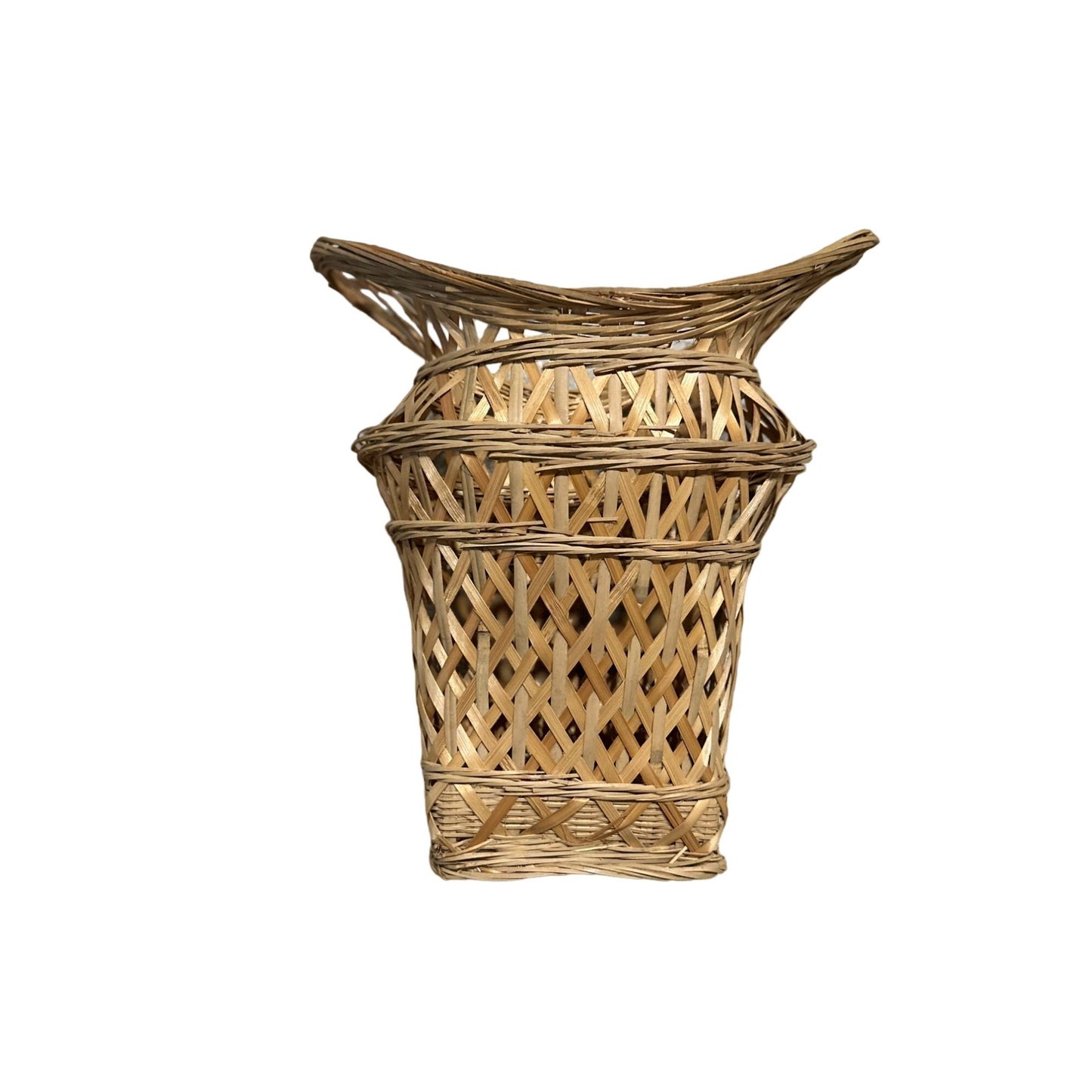 Boho Vintage Handmade Rattan Wall Mount Basket Large Stylish