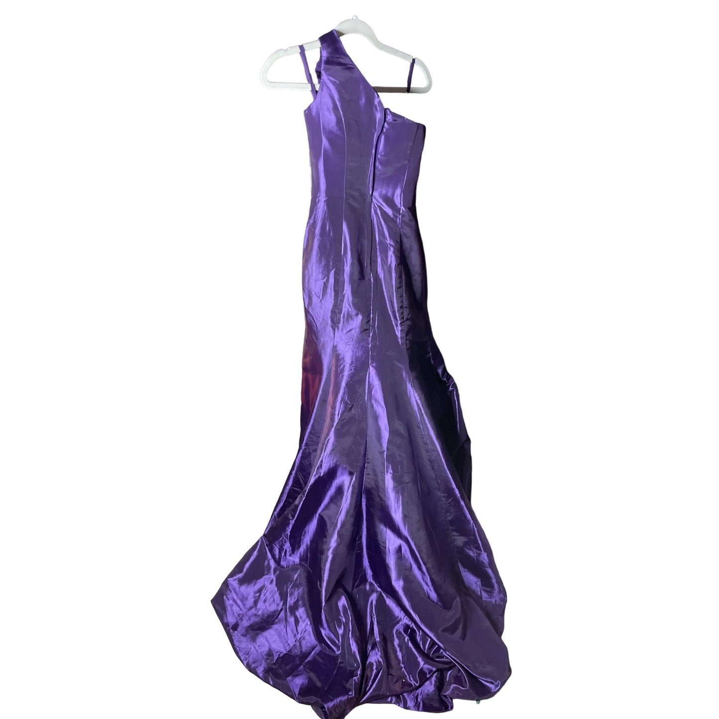 Womens One Shoulder Satin Mermaid Prom/Pageant/Formal Dress Purple