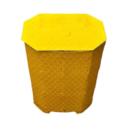 Vintage Quilted Yellow Octagonal Laundry Baset