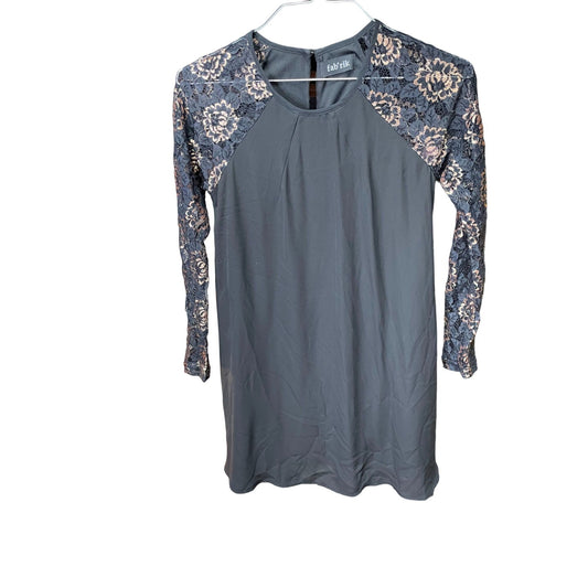 *Fabrik Womens Tunic Long Lace Floral Sleeve Blouse Blue