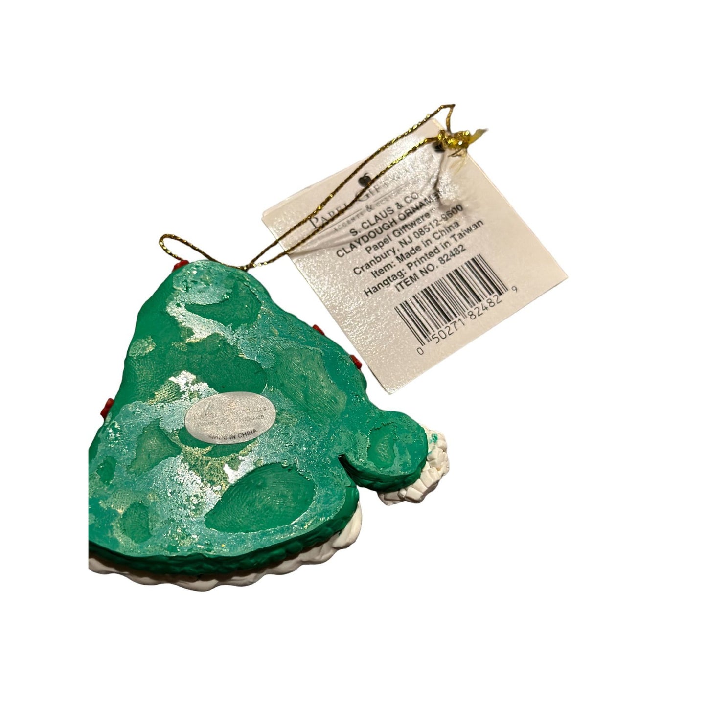 Vintage Papel Giftware Santa Claus & Co.Claydough Ornament Hat & Gloves Lot of 3