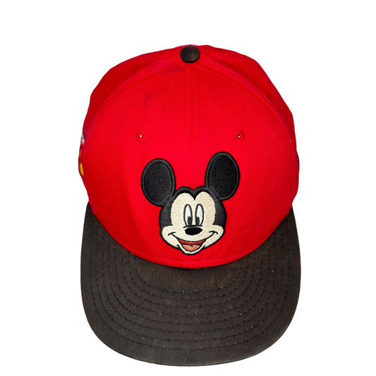 Vintage Disney 1990s Red Mickey Mouse Star Trucker Snapback Hat Rare Collectible