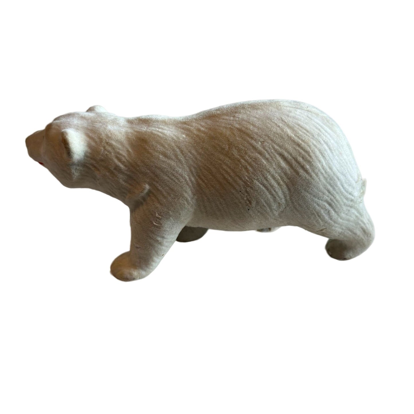 Vintage Flocked White Bear Figurine Rare Classic Collectible Timeless Charm 8"