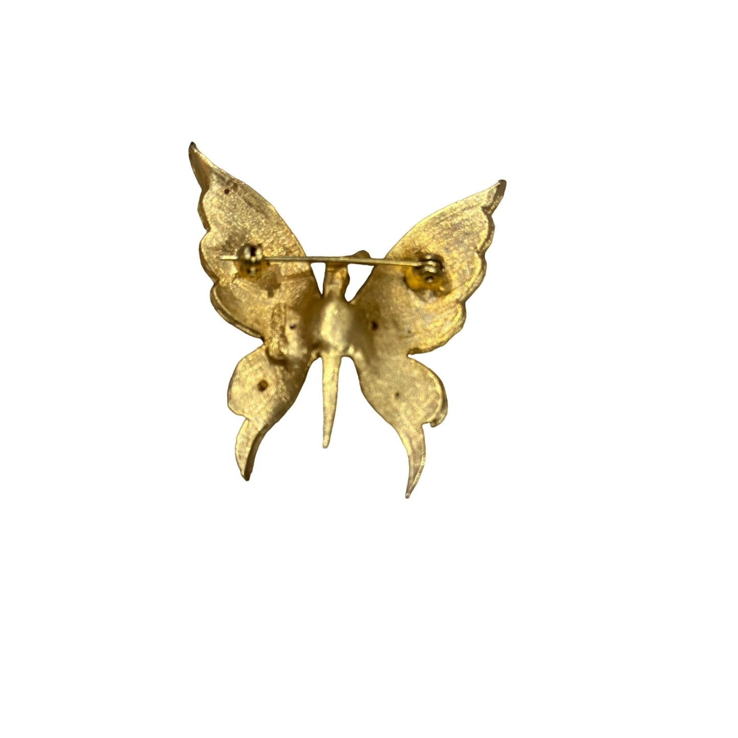 Vintage Women's Butterfly with Rhinestone Brooch Gold Tone Stunning Pin