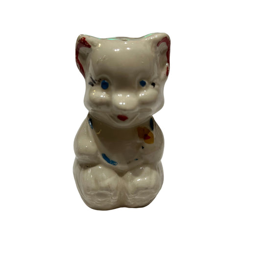 Vintage Girl Bear Ceramic Porcelain Pepper Shaker Whimsical Kitchen Collectible