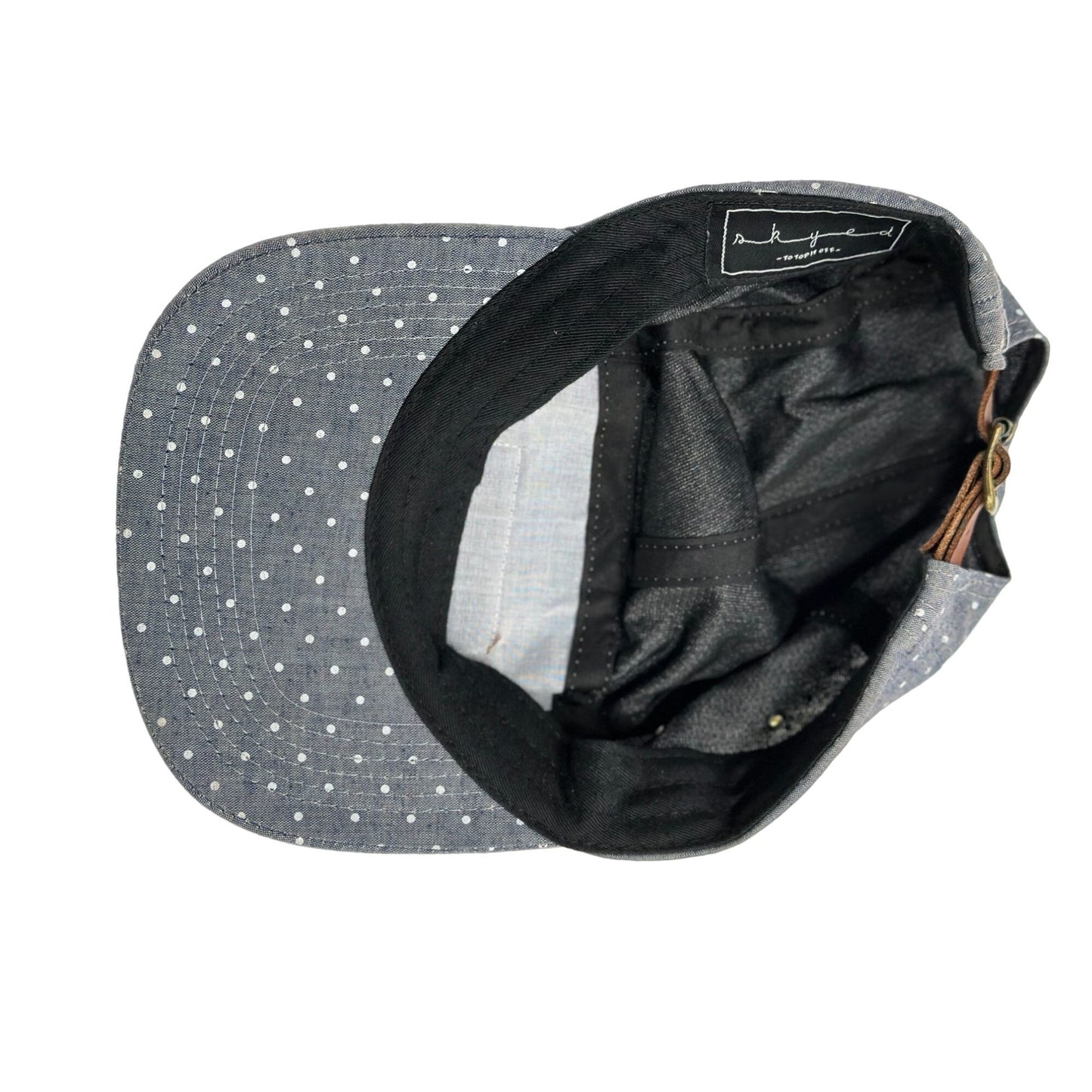 Skyed To Top it Off Blue Denim Polka Dots Baseball Cap Hat