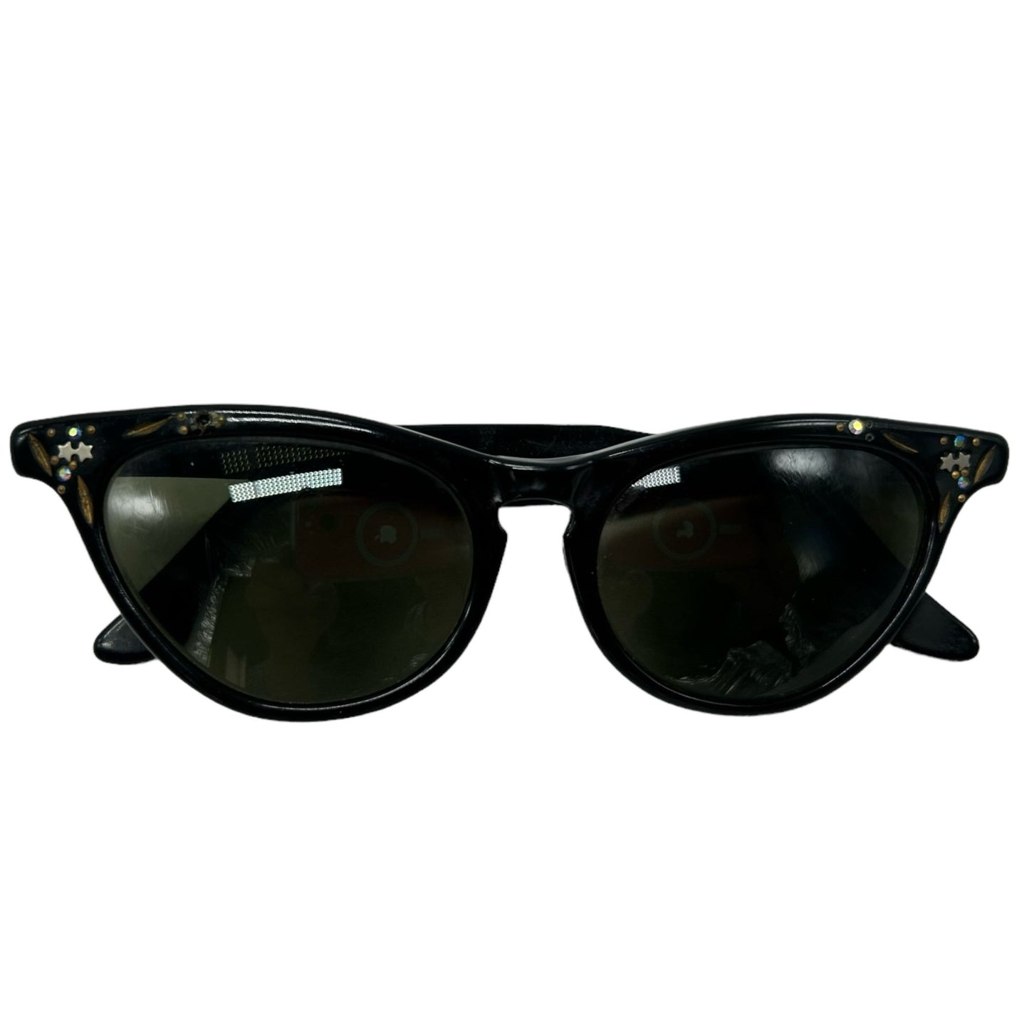 Vintage 1960's Cat Eye Frame Black Outdoor Driving Sunglasses Extremely Rare