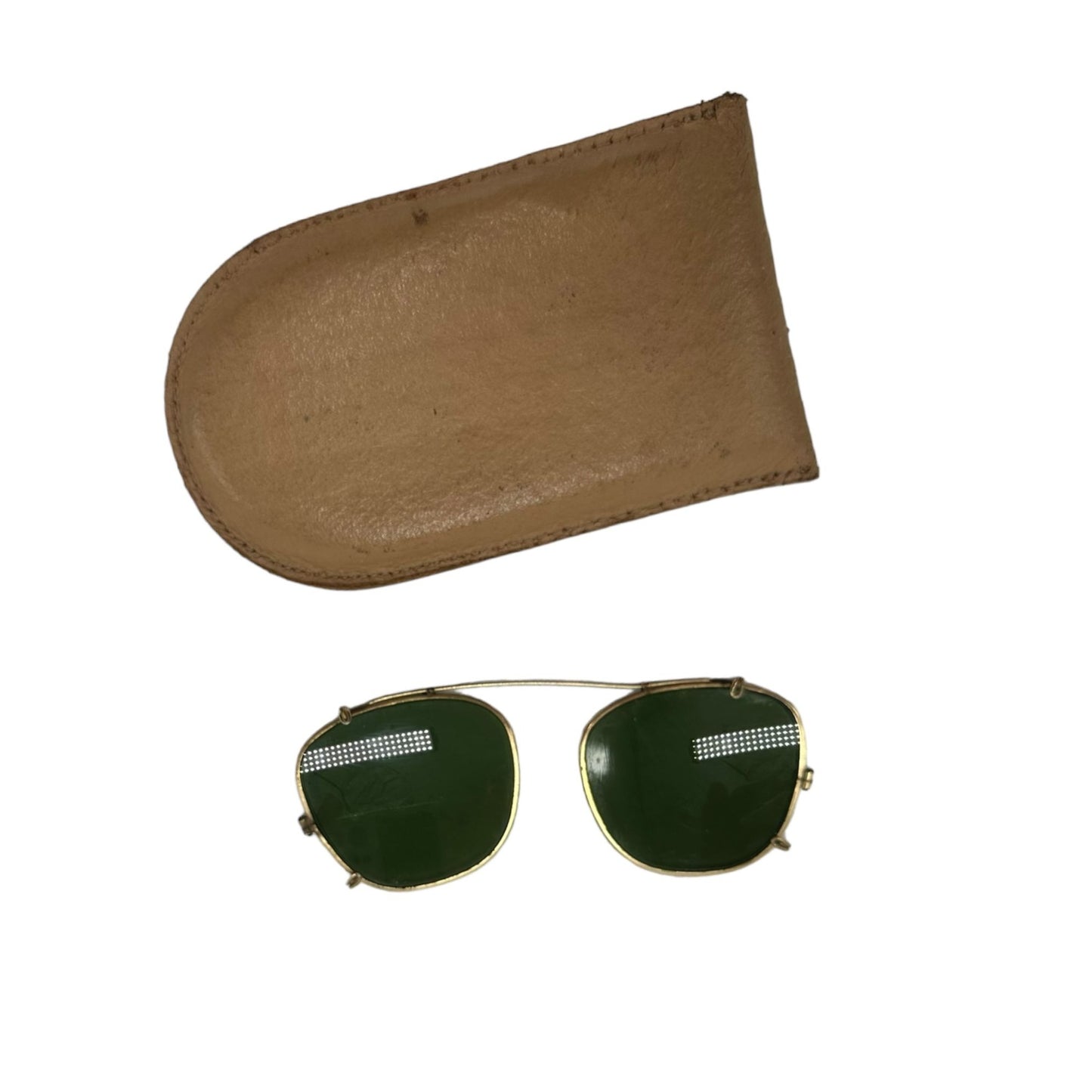 Vintage Ray Ban Green Lens Frame Clip-on Sunglasses USA in Original Case