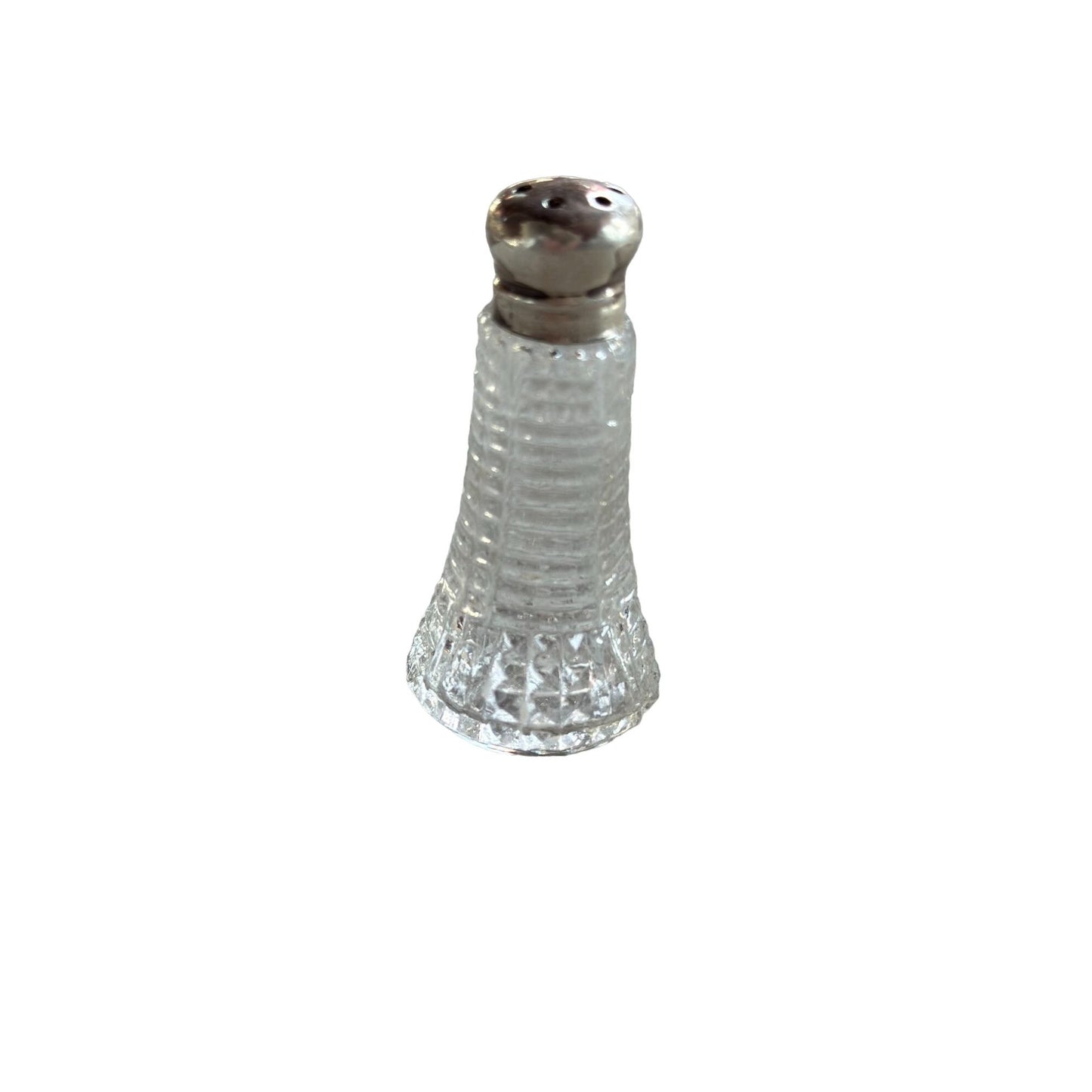 Vintage Mini Sterling Silver & Glass Salt Shaker 2.5" Tall Late 1800's Elegance