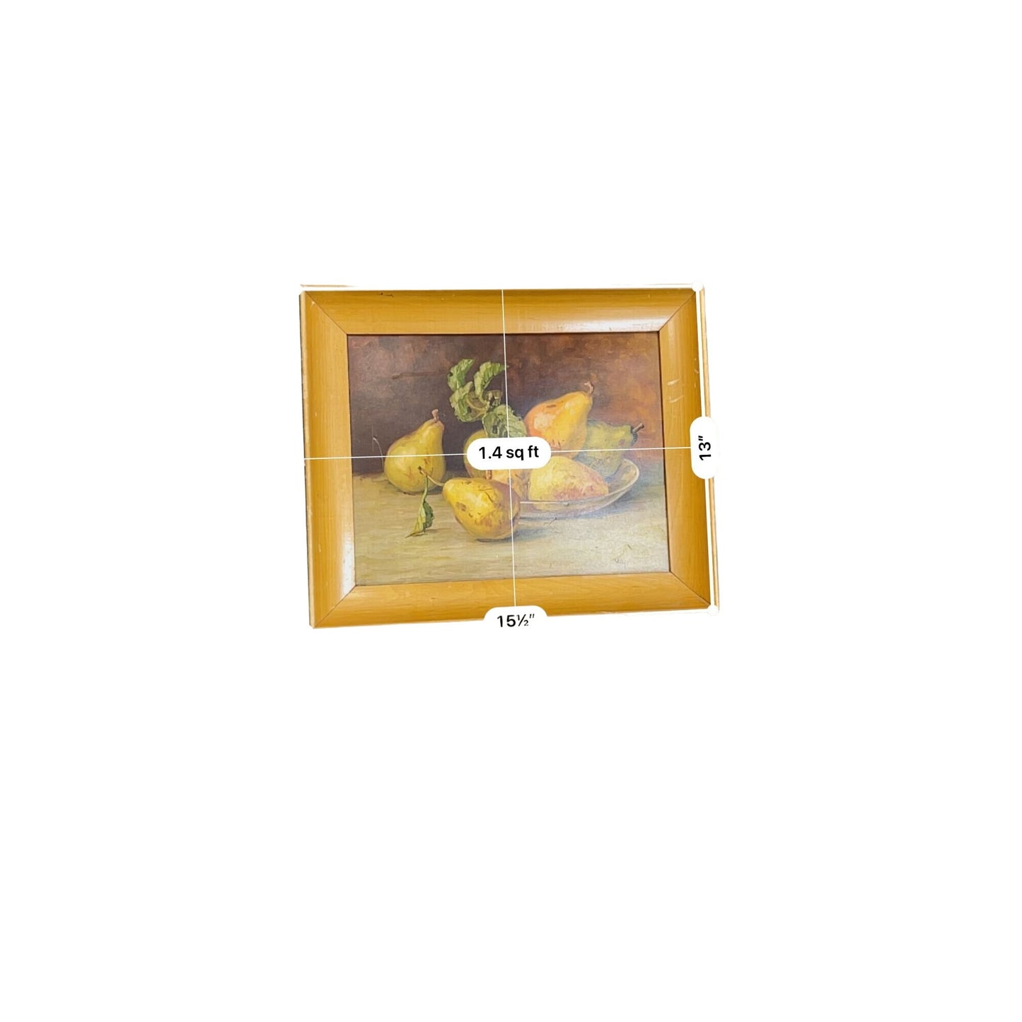 Willys Pear Fruit Wall Art Frame Still-Life Painting Depicting Signed 13"x15.5"