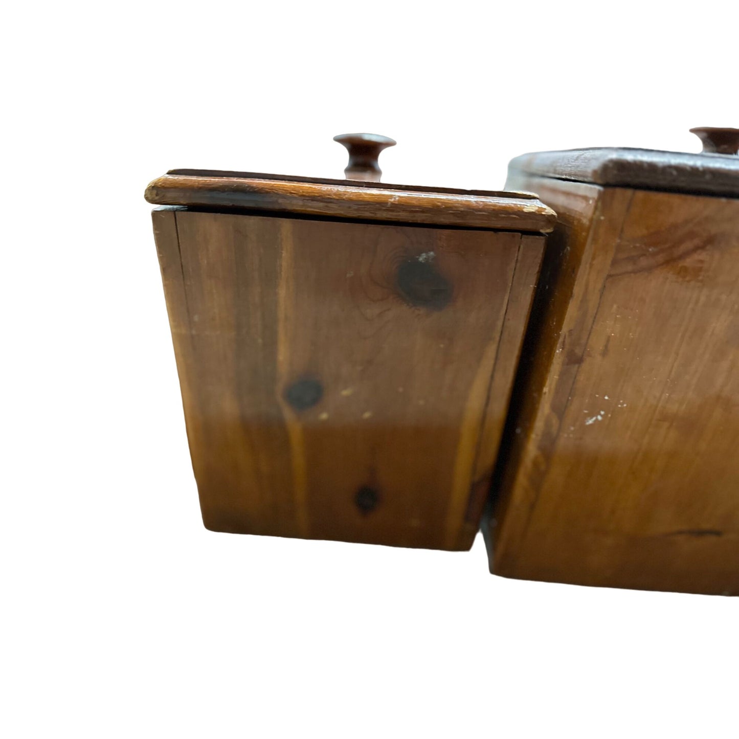 Vintage Wood Kitchen Canister Set & Bread Box Brown Collectible