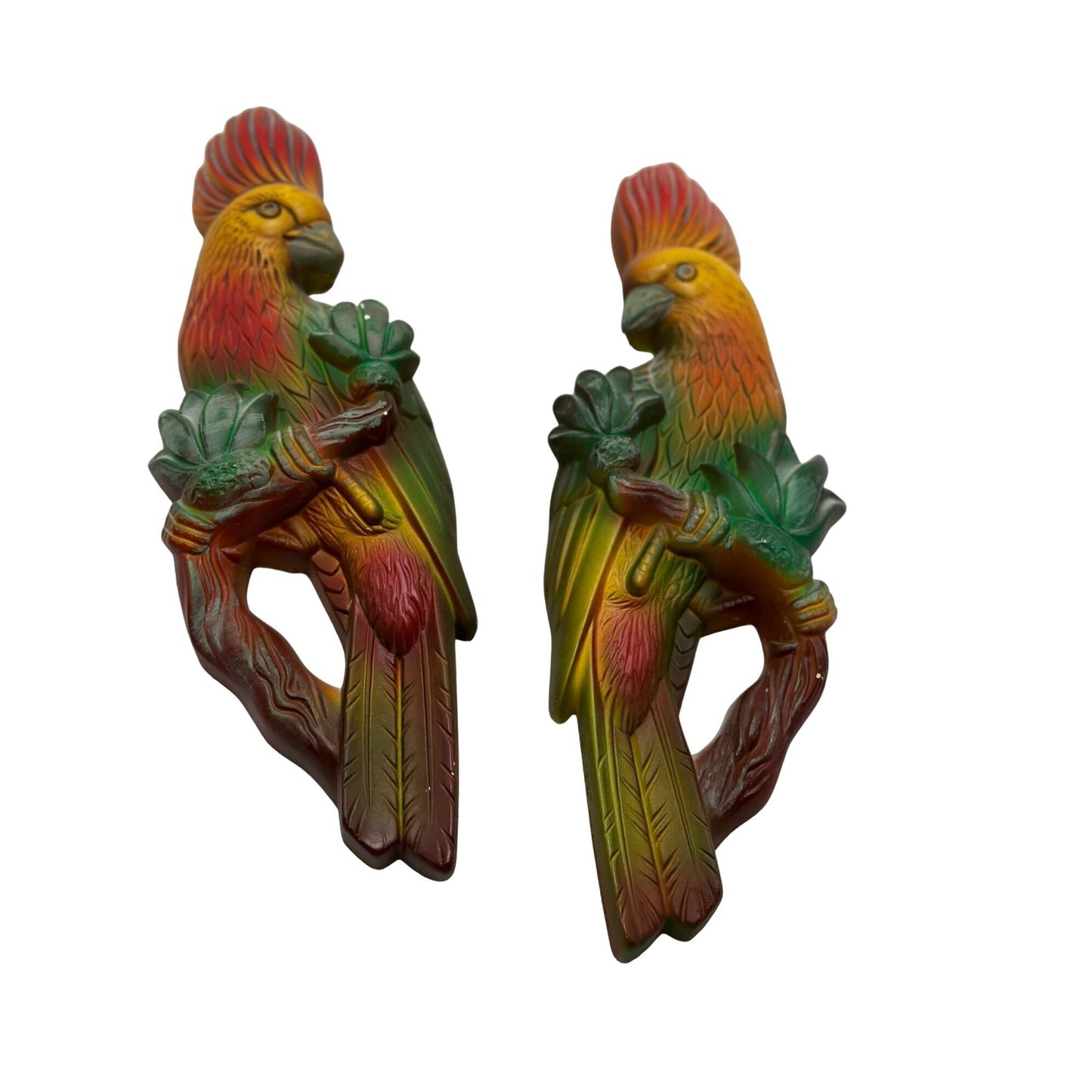 Miller Studios Collectible Decorative Cockatoo Parrot Bird Wall Hanging Pair 1968