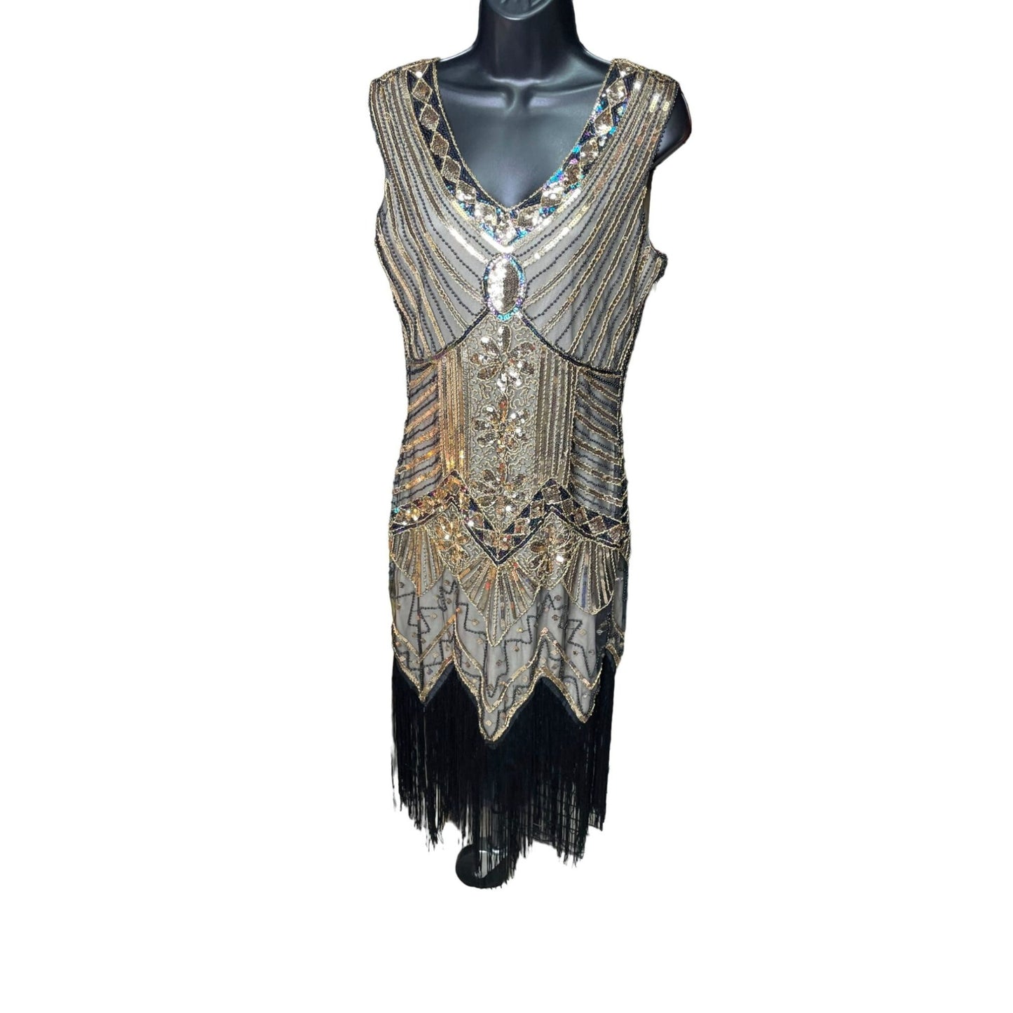 NWT 1920s Lined Gatsby Costume Evening/Party Sequin Tassel Flapper Dress