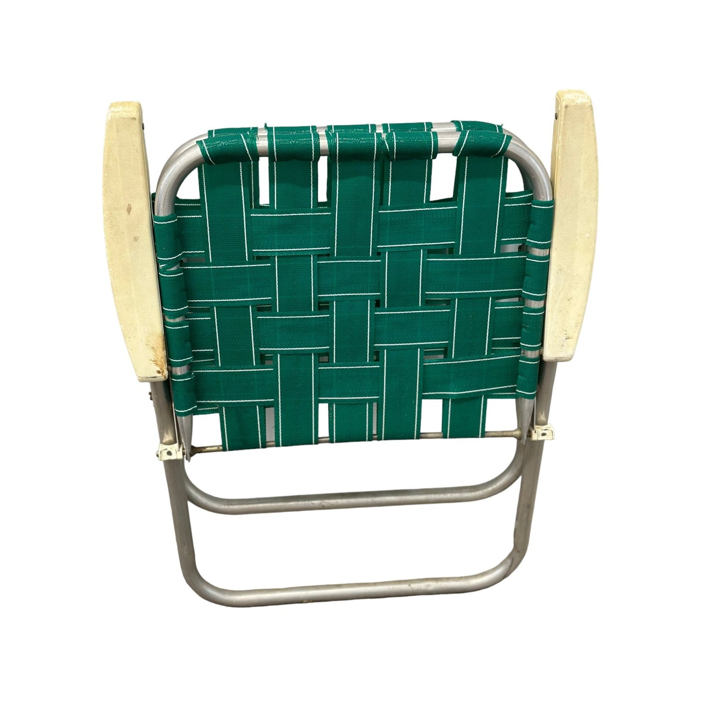 Vintage Webbed Aluminum Frame Folding Lawn Patio Chair Green Retro Rare