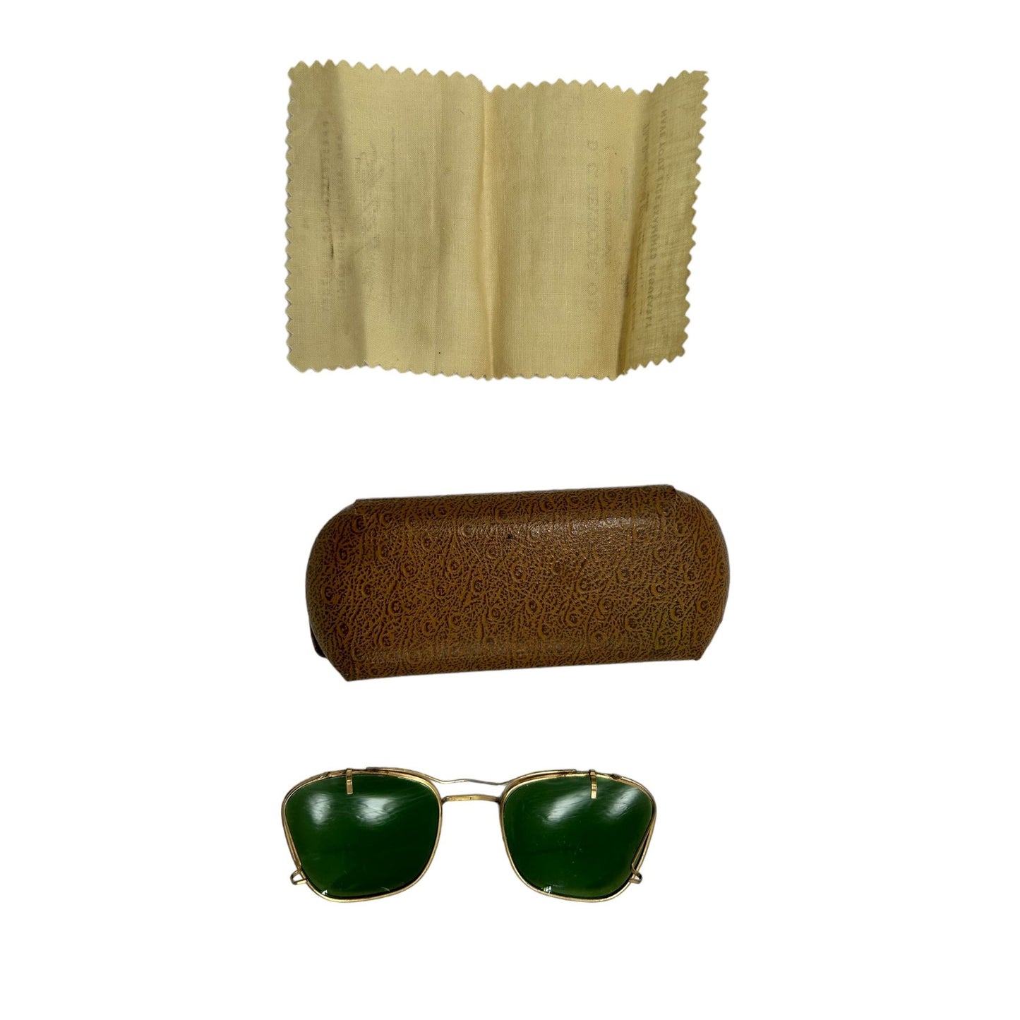 Pilot Sunglass Clip-On Glasses Green Lenses in Original Case