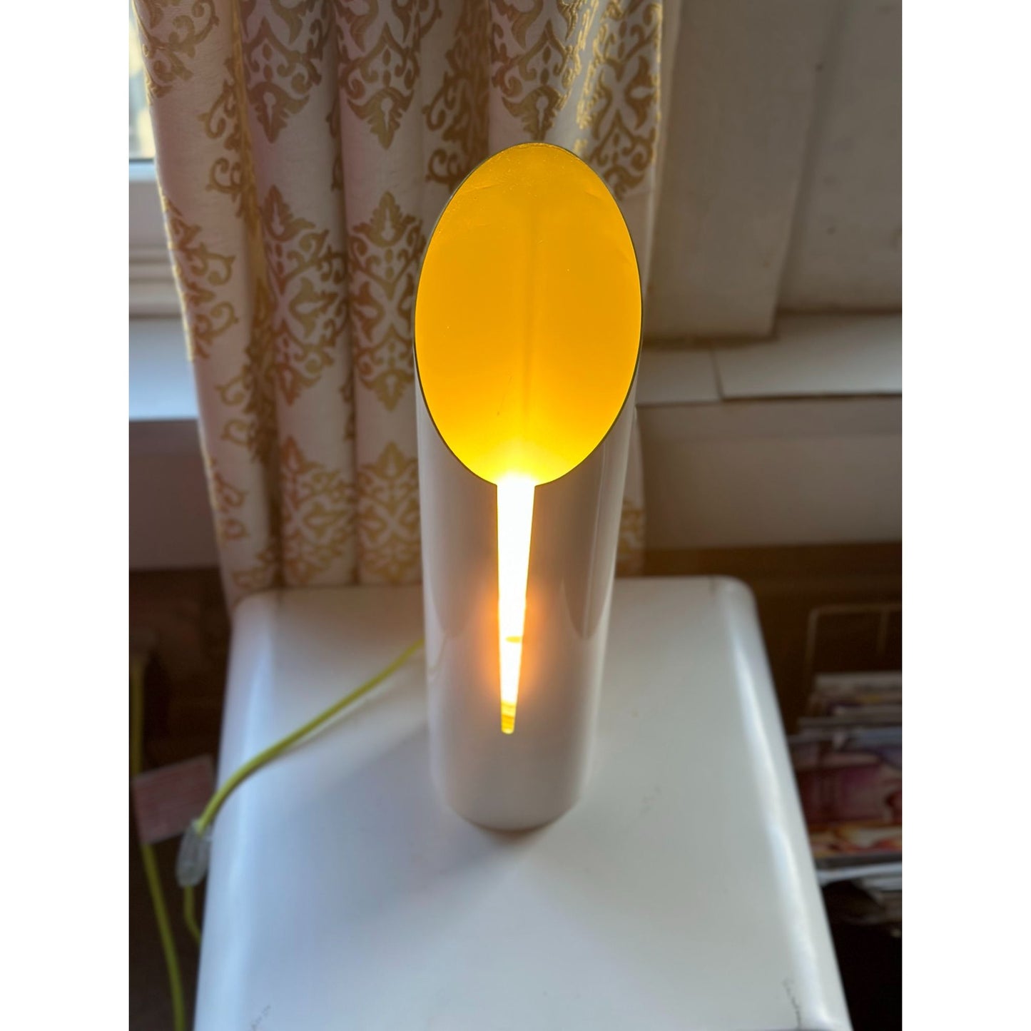 Early 21st Century Mid Century Modern Style Yellow Enamel Canister Lamps