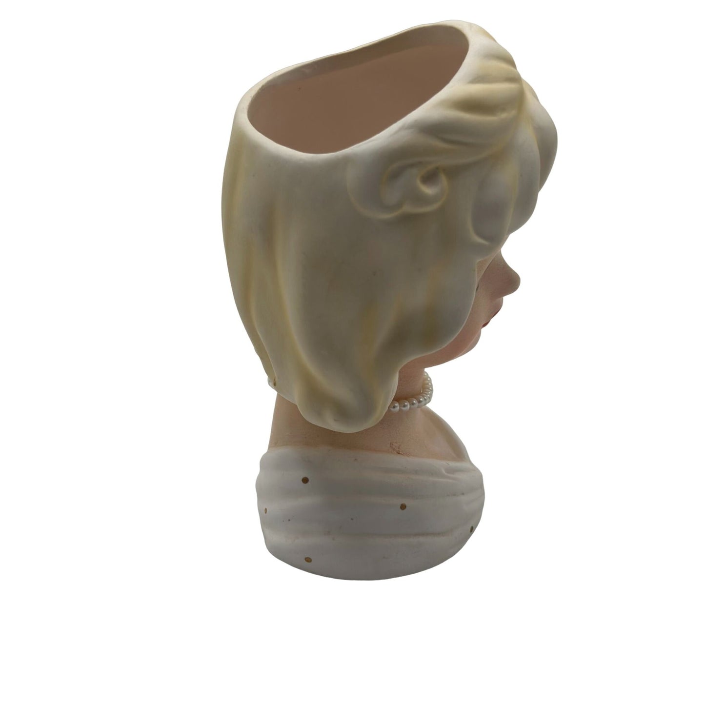 Vintage 1950s Napcoware Lady Head Vase C5716 Blonde Hair & Pearl Necklace Rare