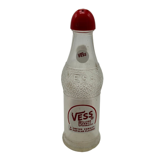 Vintage 1950's Vess Billion Bubble Soda Bottle Shape Salt Shaker Clear Red Cap