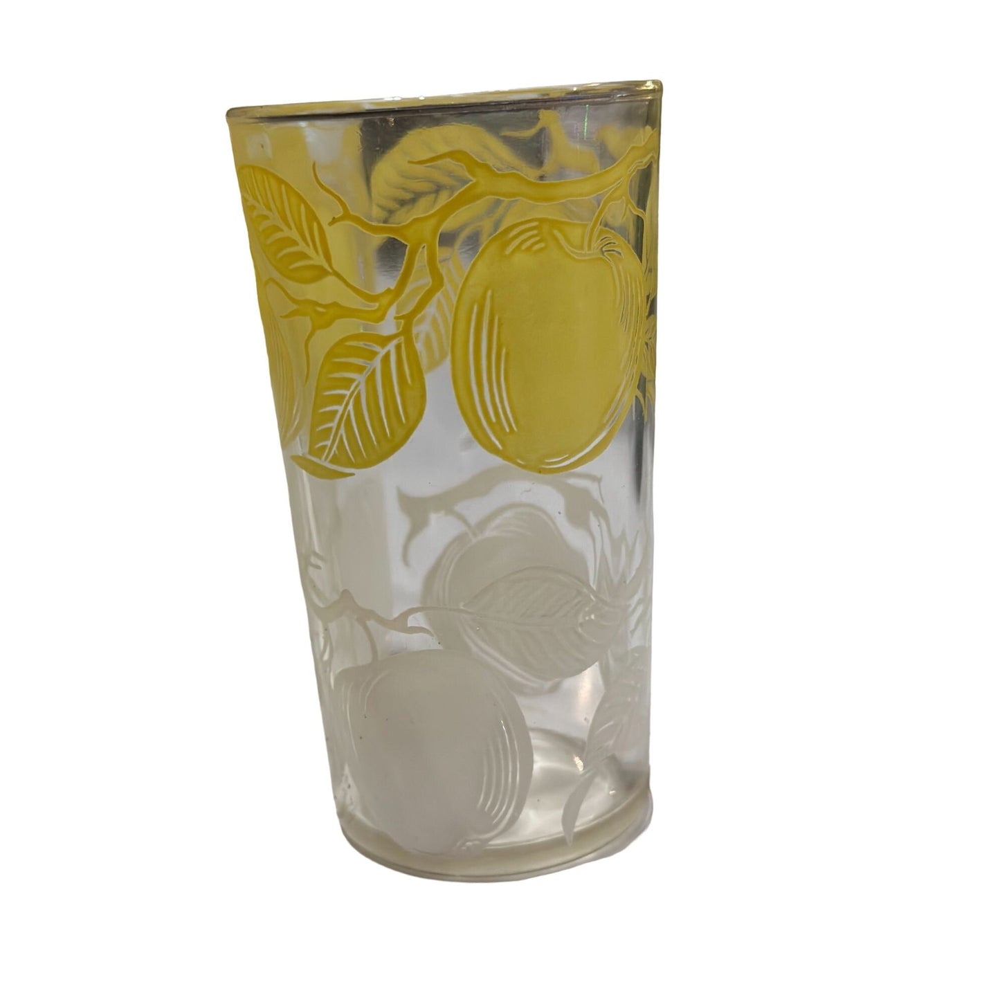 Vintage Gold Yellow White Apple Bar Cocktail Juice Glass Tumblers Set of 8