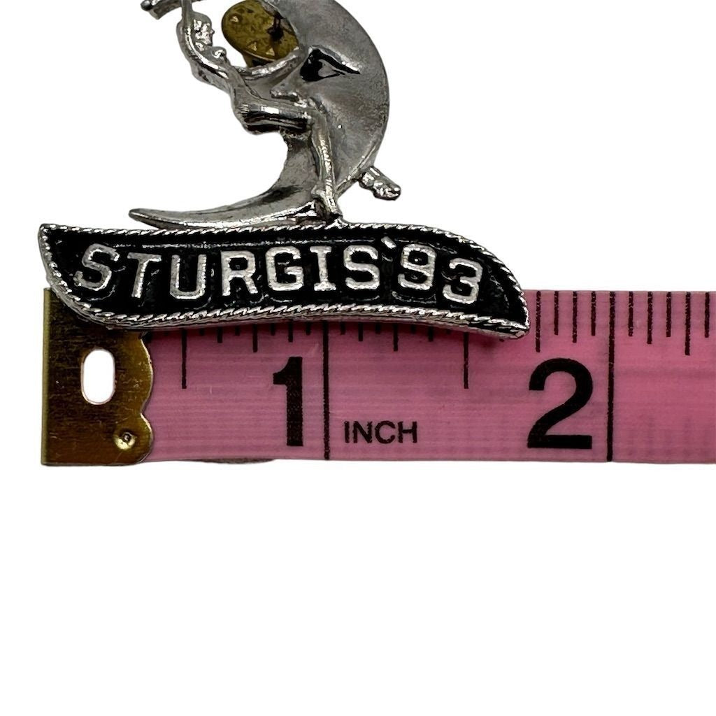 Vintage Sturgis Motorcycle Rally 1993 Collectible Pin Moon Lady Design