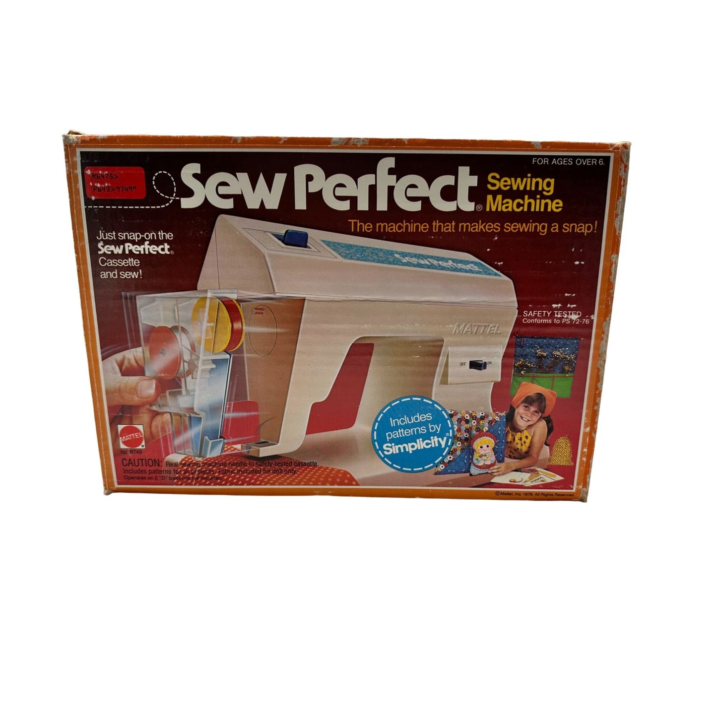 Vintage Mattel 1976 Sew Perfect Sewing Machine w/ Some Accessories Learning Toy