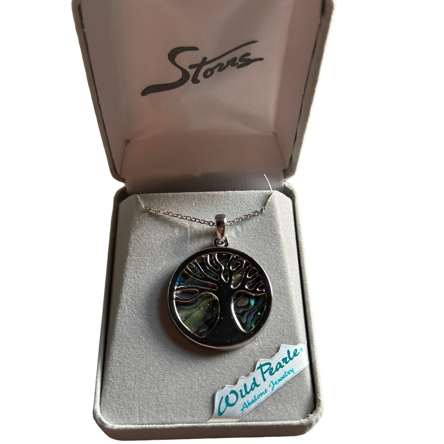 Storrs Wild Pearle Abalone Jewelry Silver Sterling Tree of Life Necklace