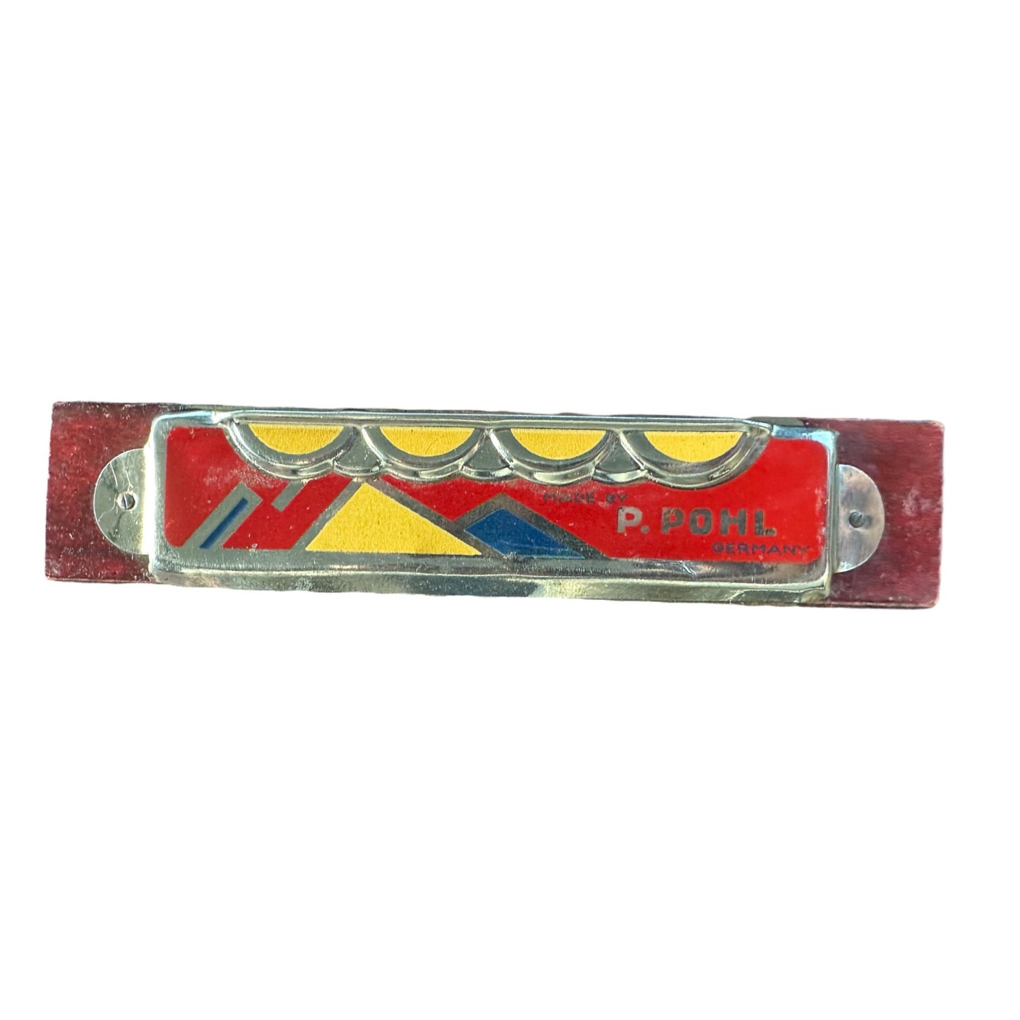 Vintage P. Pohl Germany Harmonica Red & Yellow