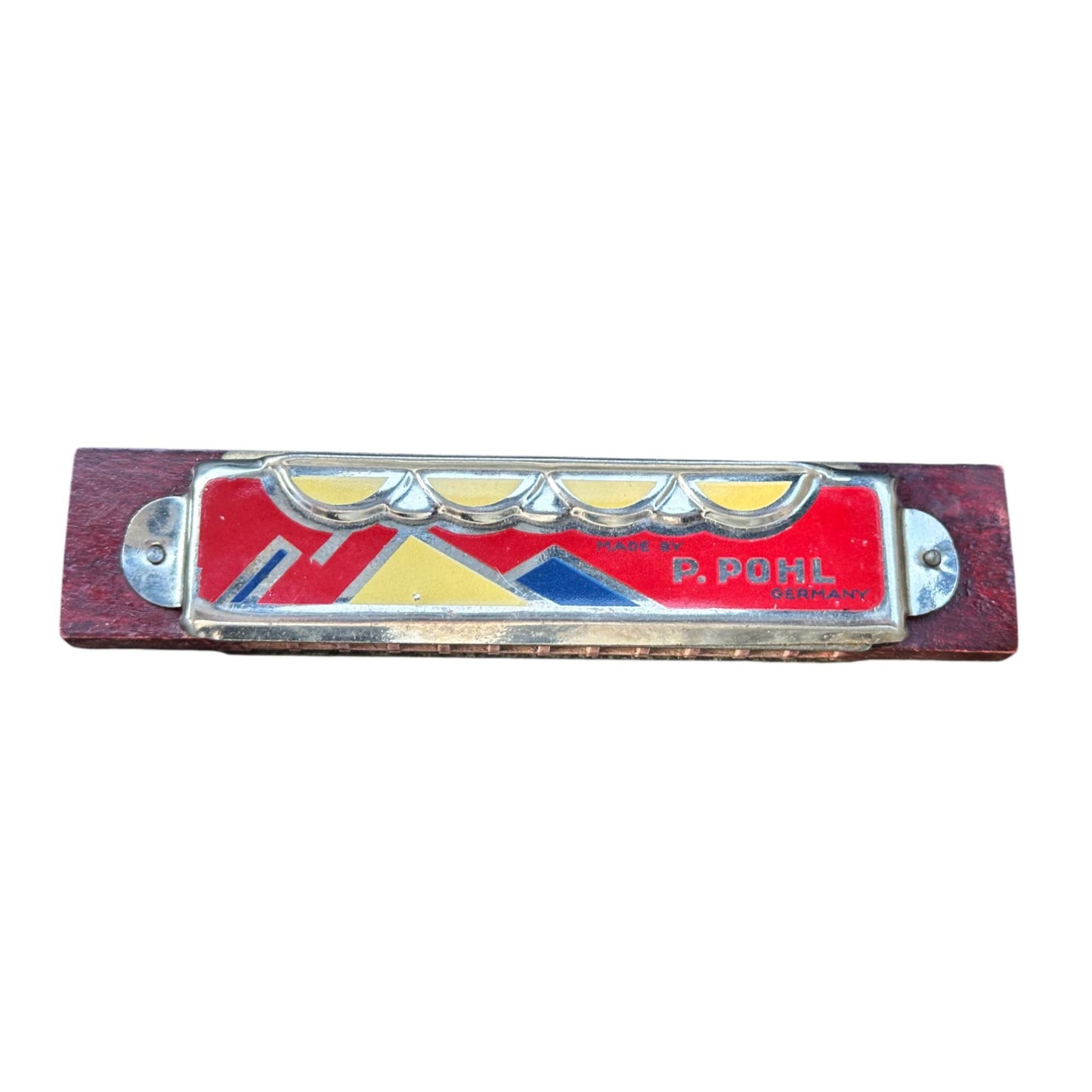 Vintage P. Pohl Germany Harmonica Red & Yellow