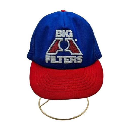 Vintage Big A Filters Mesh Foam Snapback Trucker Hat Mens Blue Red Made in USA