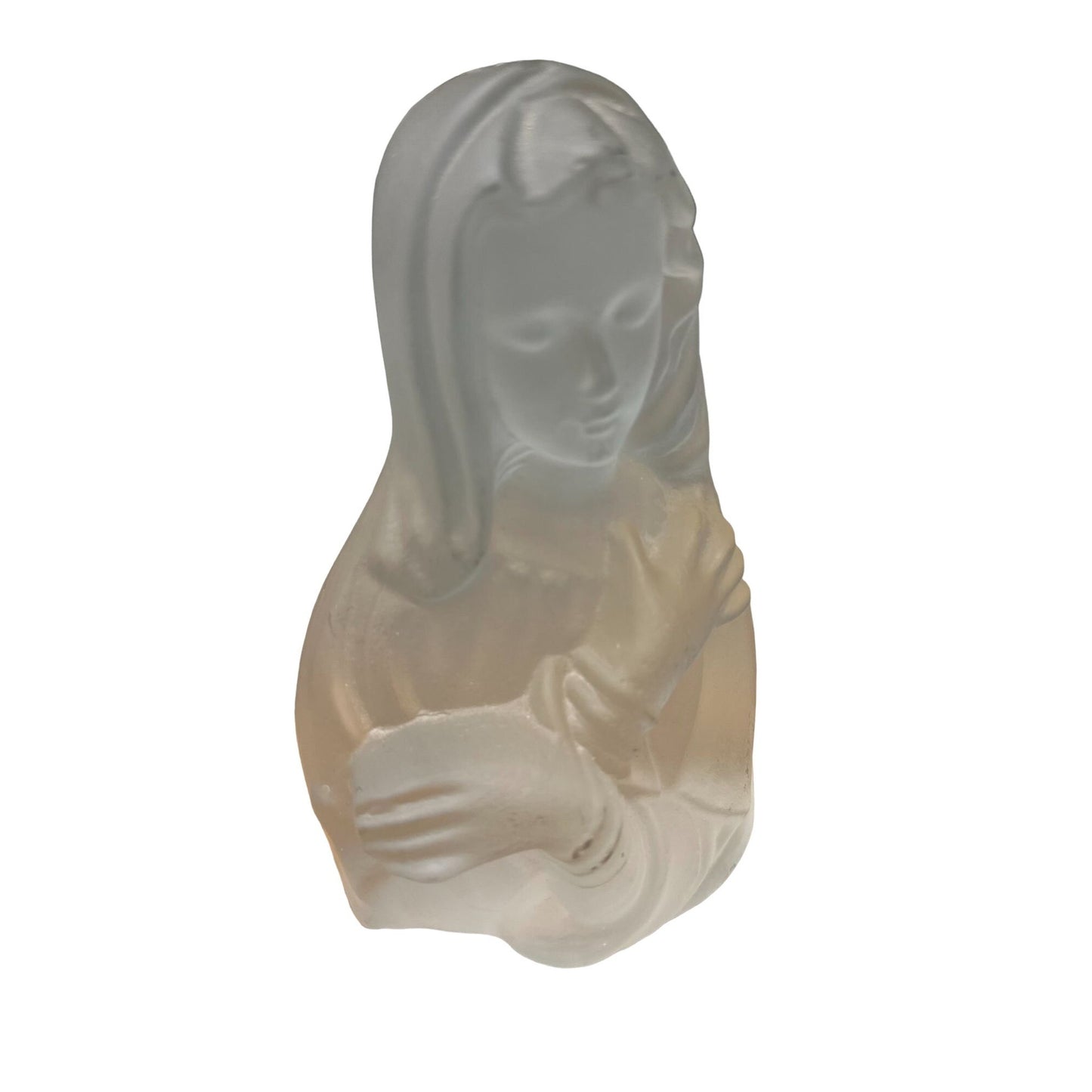 Vintage Viking Glass Madonna Virgin Mary Frosted Paperweight Bust Figurine 7”