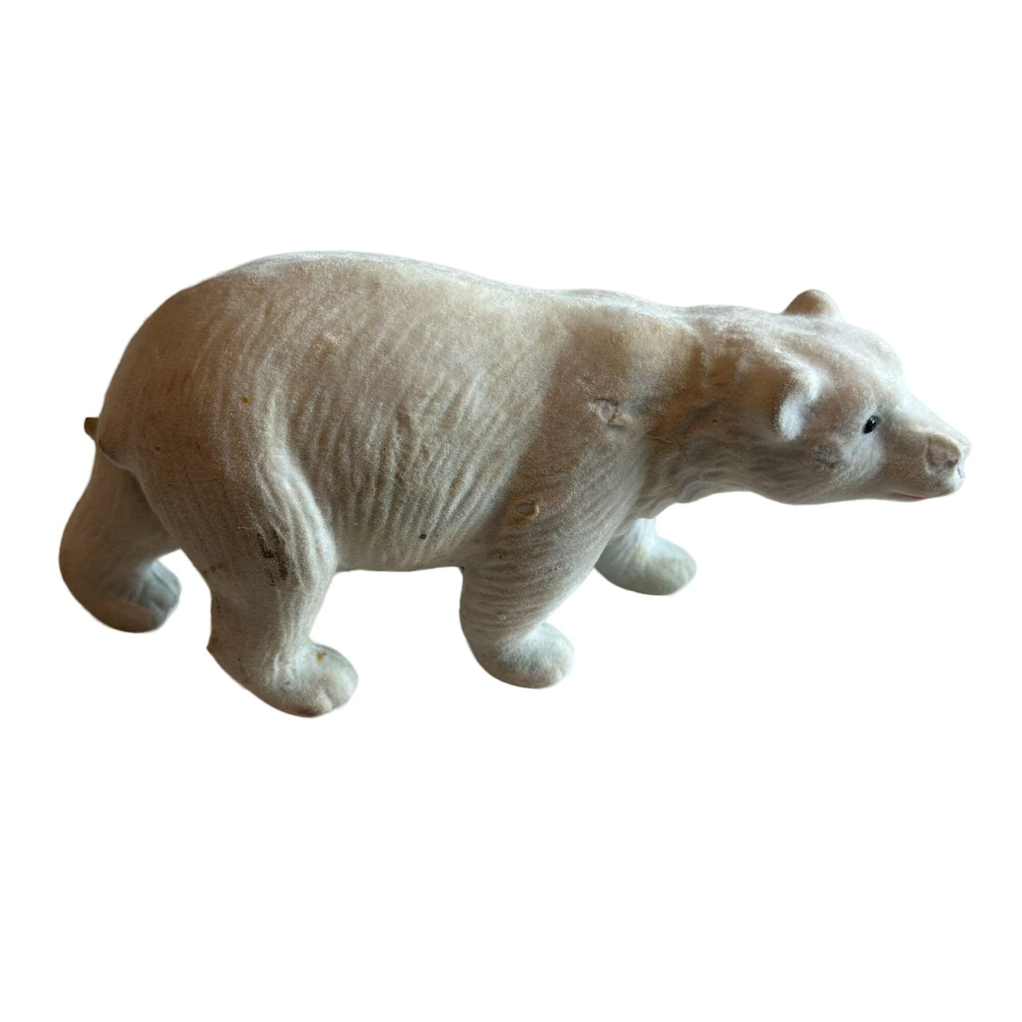 Vintage Flocked White Bear Figurine Rare Classic Collectible Timeless Charm 8"