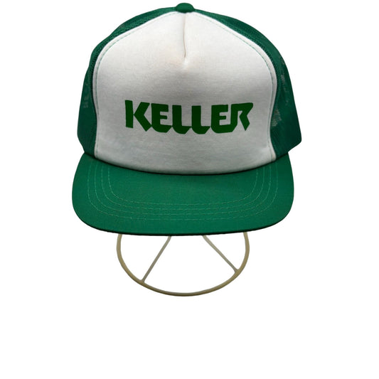 Vintage Triangle Headwear Mens Green White Mesh Foam Trucker Hat Cap KELLER