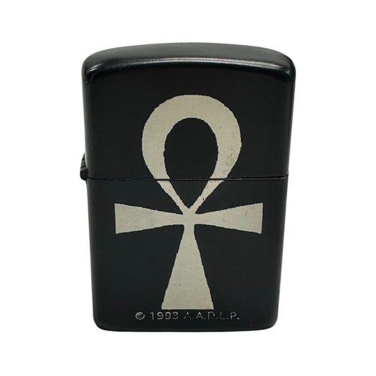 Vintage 1993 A.A.D.L.P. Zippo Ankh Symbol Black Metal Lighter