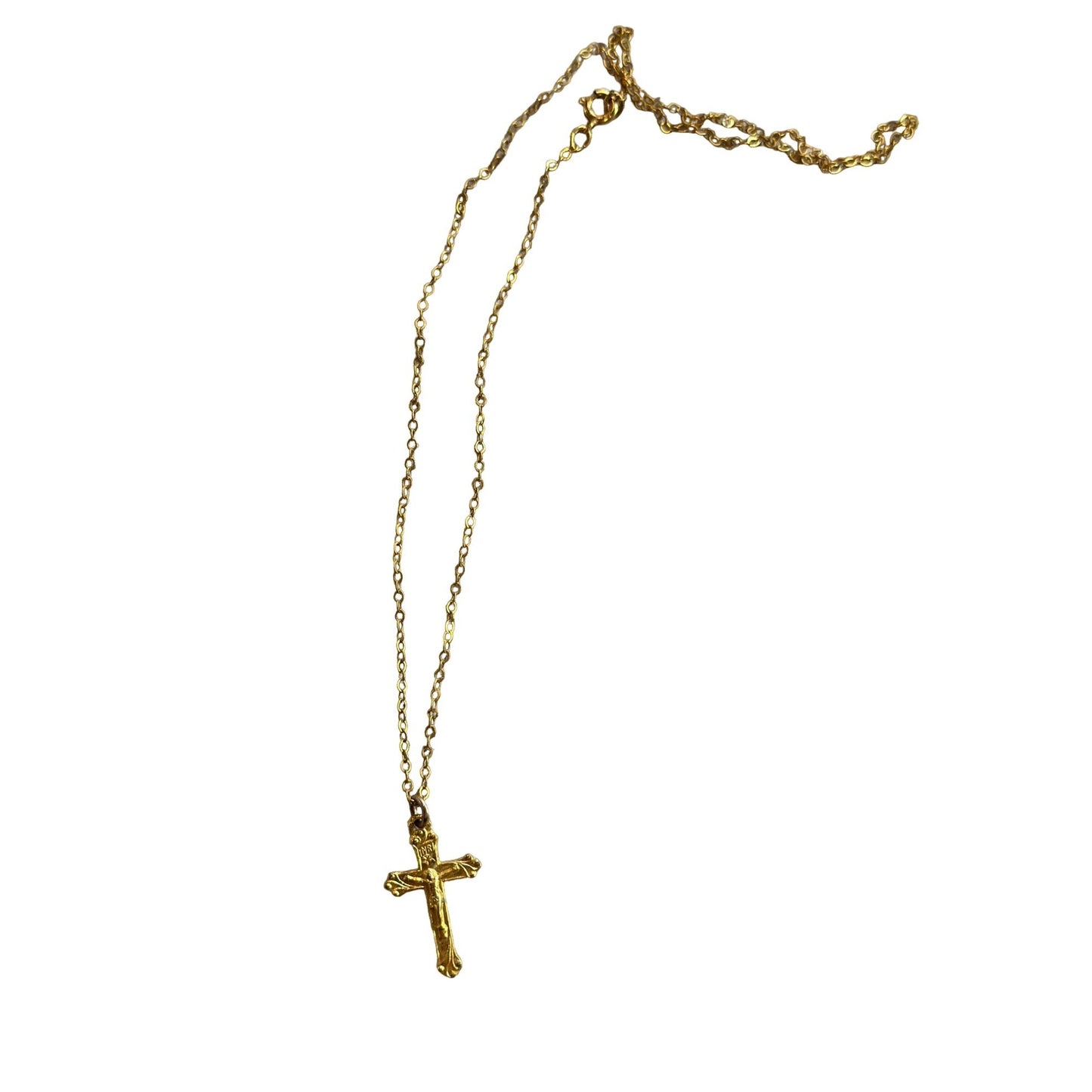 Vintage Gold Plated Chain Necklace Elegant Cross Pendant