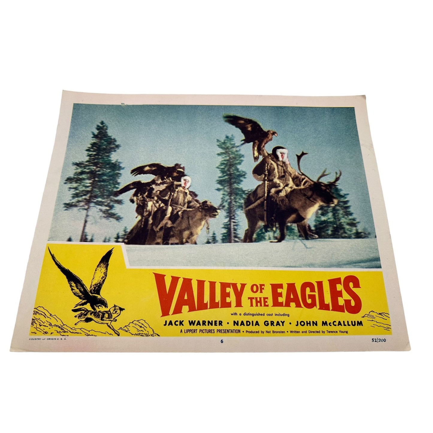 Vintage Valley of the Eagles Lobby Card Jack Warner Nadia Gray John Mccalum
