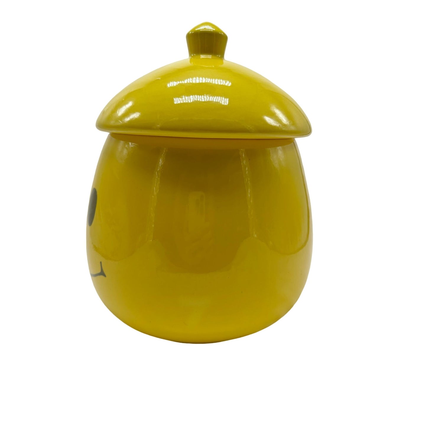Vintage Collectible 1970's Smiley Face Cookie Jar Yellow Retro 11"Tall 9"Wide