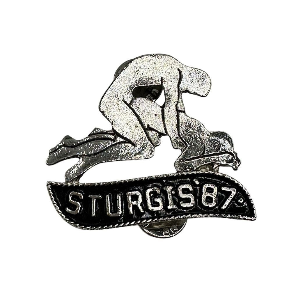 Vintage Sturgis 1987 Motorcycle Rally Collectible Pin USA Sexy Time