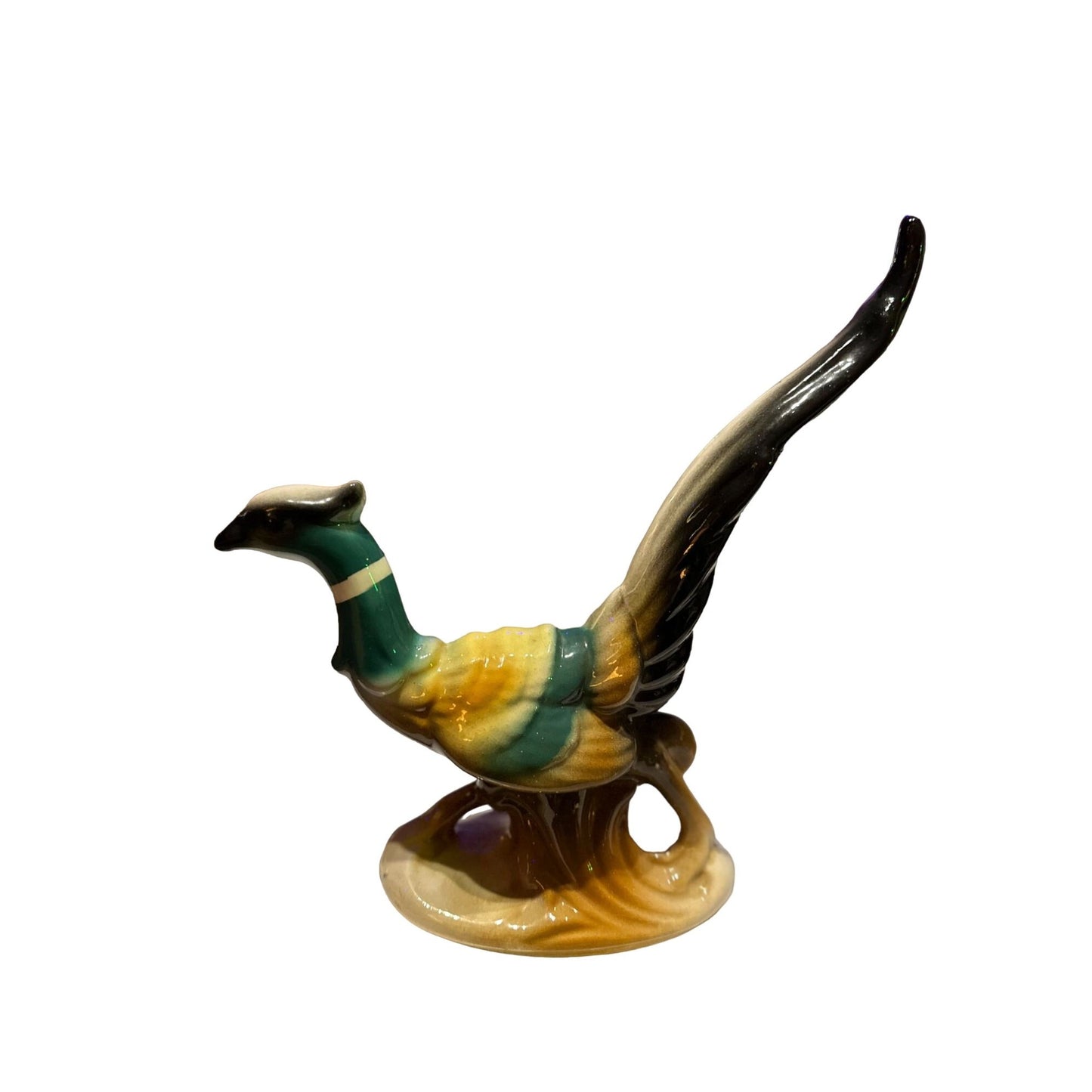 Vintage Pair of Ceramic Hand Painted Retro MCM Ring Neck Pheasant Figurine