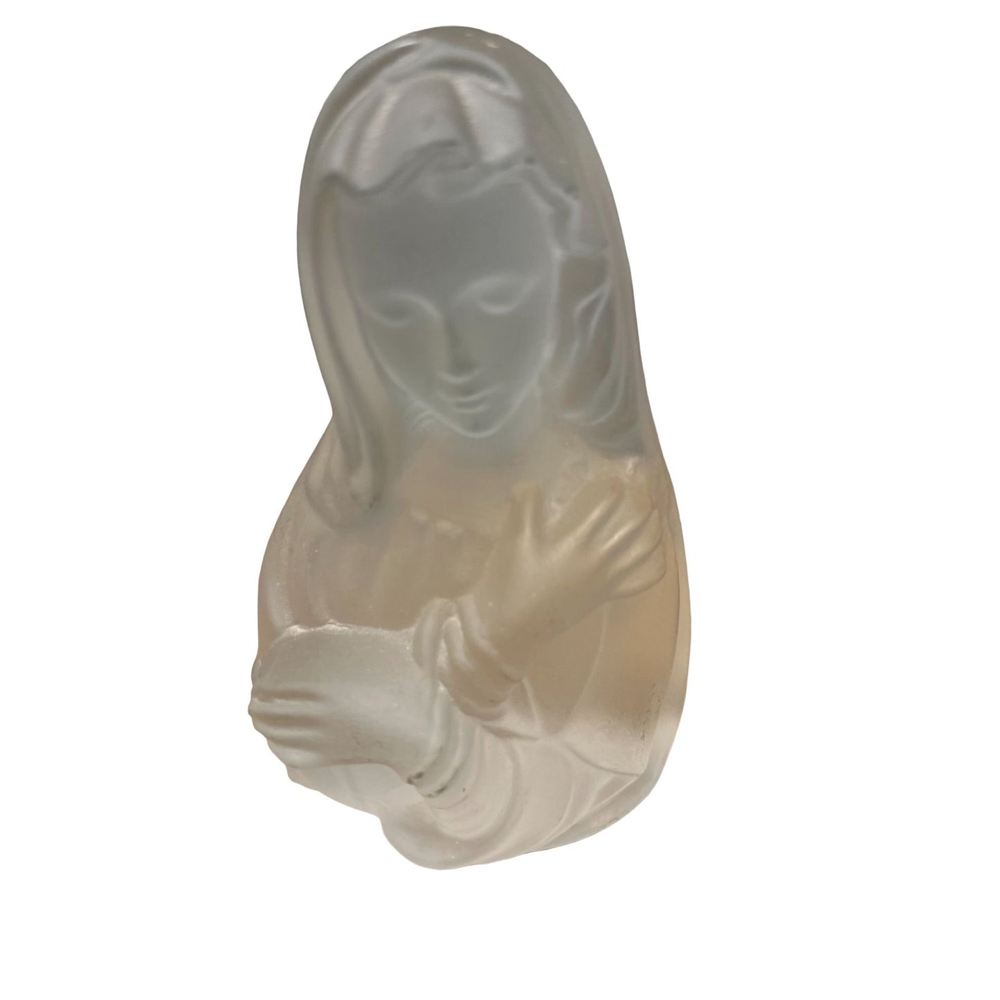 Vintage Viking Glass Madonna Virgin Mary Frosted Paperweight Bust Figurine 7”