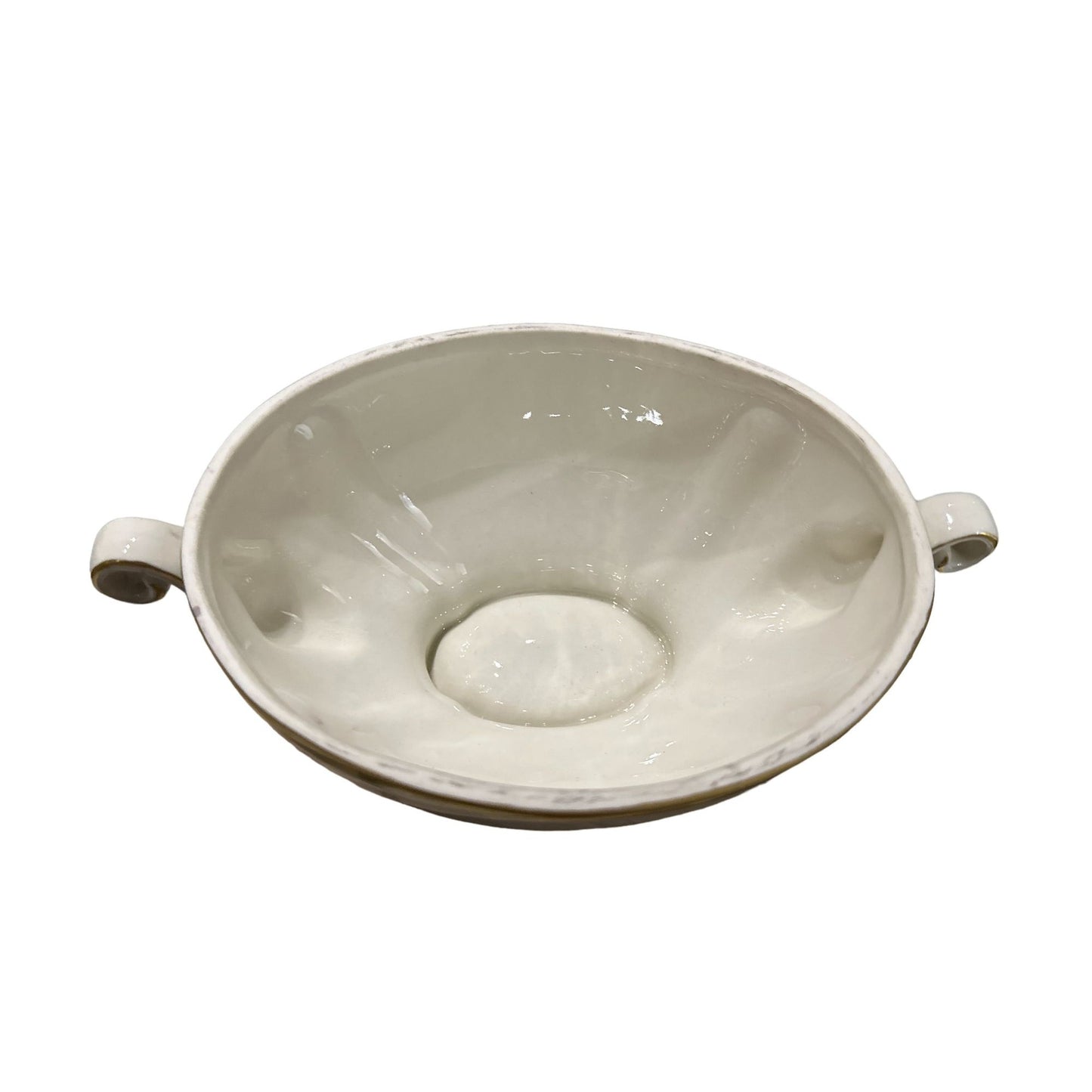 Vintage Porcelain Soup Bowl with Lid Gold Fly Design Elegant Tableware Collectible