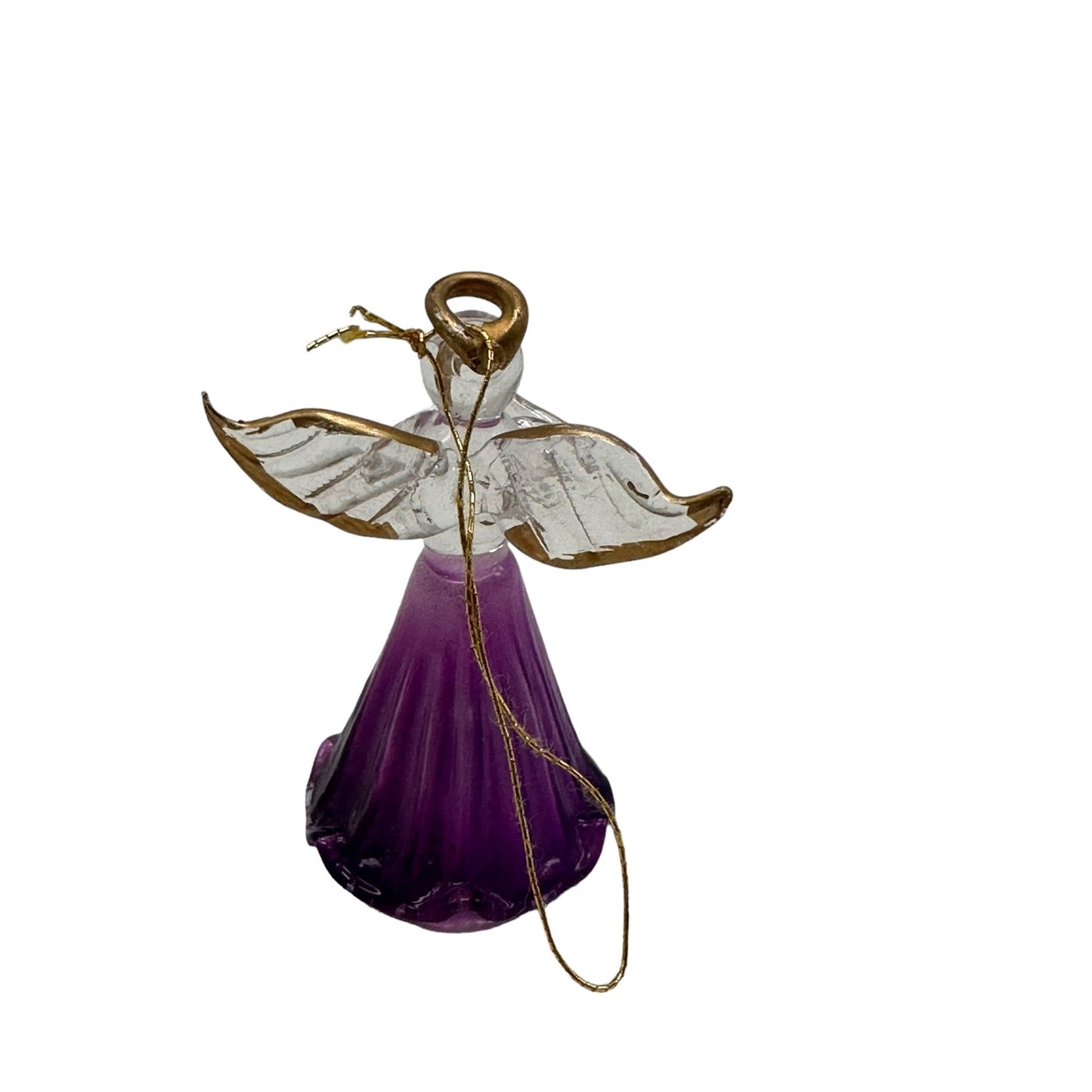 Hand Blown Glass Lavender Fairy Angel Christmas Ornament Collectible Rare